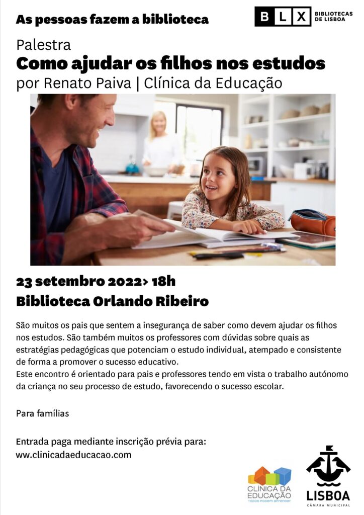 Palestra Como ajudar os filhos nos estudos | 23 setembro na Bib. Orlando Ribeiro